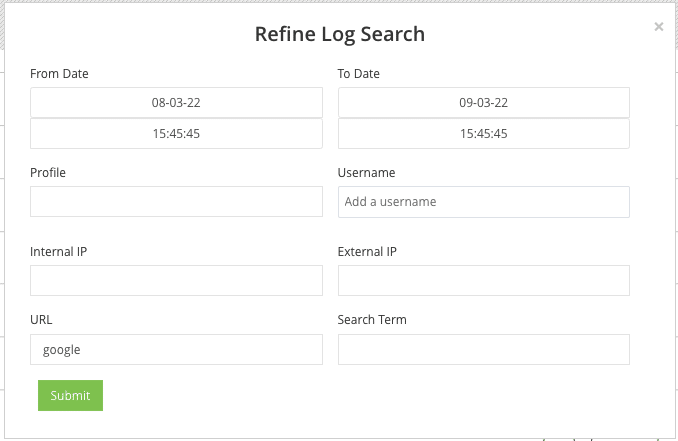 refine log search